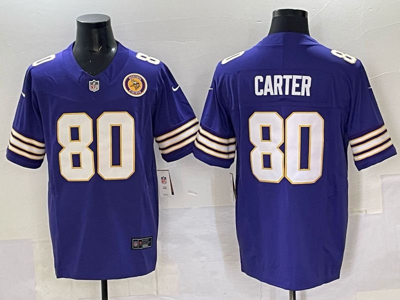 Men 2025 Minnesota Vikings #80 Carter Purple Throwback Nike Limited NFL Jersey style 02->baltimore orioles->MLB Jersey